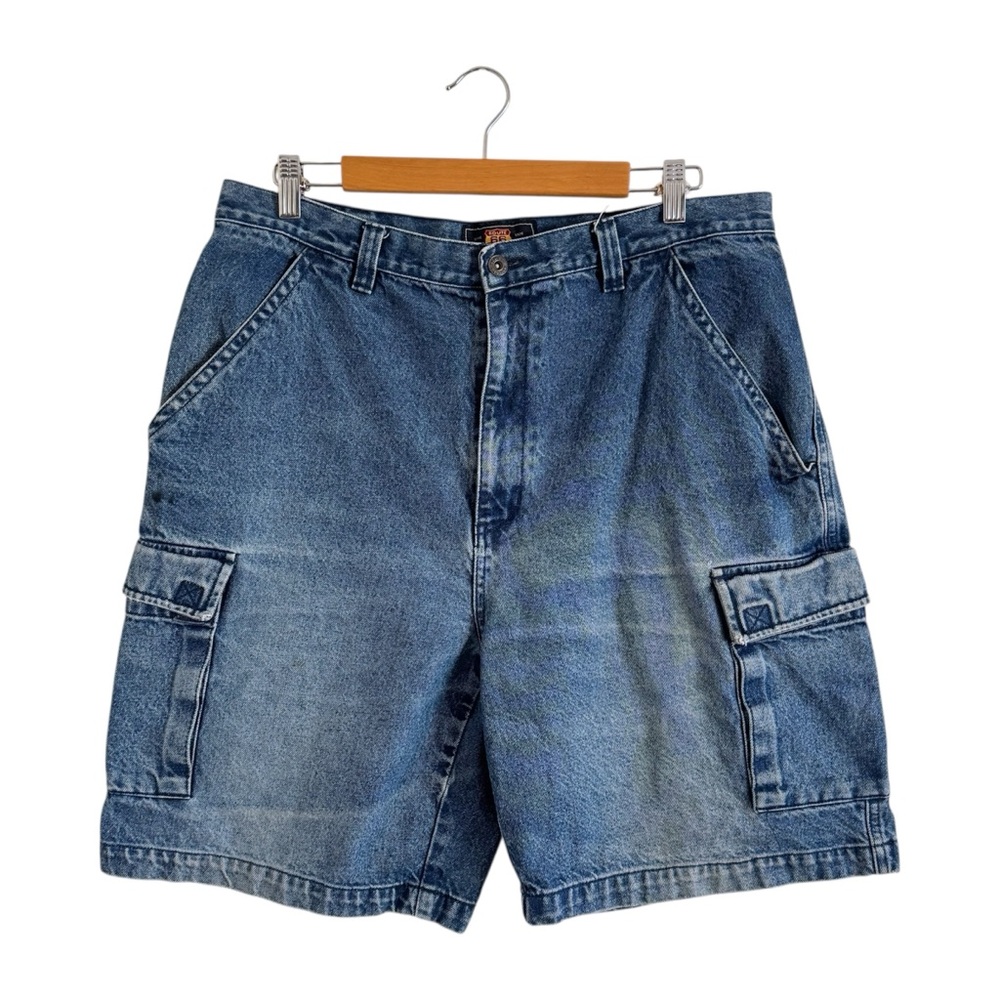 Mens Route 66 Cargo Utility Denim Shorts Blue 36